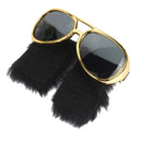 Novelty Elvis Gold Sunglasses Funny Beard Glasses 70s 80s Disco Fancy Dress Accessories