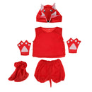 Kids Animal Costume Set Fox Hat Top Shorts Gloves Shoes Party Halloween