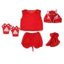 Kids Animal Costume Set Fox Hat Top Shorts Gloves Shoes Party Halloween