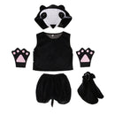 Kids Animal Costume Set Panda Hat Top Shorts Gloves Shoes Party Halloween