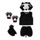 Kids Animal Costume Set Panda Hat Top Shorts Gloves Shoes Party Halloween