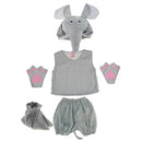Kids Animal Costume Set Elephant Hat Top Shorts Gloves Shoes Party Halloween