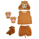 Kids Animal Costume Set Monkey Hat Top Shorts Gloves Shoes Party Halloween
