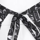 Unisex Chef Work Bistro Apron Kitchenware Prints Waist Tie Apron With Pocket