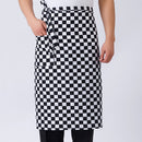 White Black Grids Printed Chef Waitress Apron Bistro Apron Waist Tied Half Apron