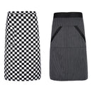 White Black Grids Printed Chef Waitress Apron Bistro Apron Waist Tied Half Apron
