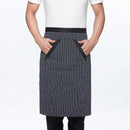 Black Stripes Prints Canvas Chef Apron Half Waist Tied Apron With Pocket for Women Men