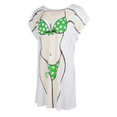 Fun Women Polka Dots Bikini Cover-up T-shirt Tee Tops Birthday Gift Pajamas
