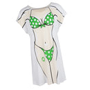 Fun Women Polka Dots Bikini Cover-up T-shirt Tee Tops Birthday Gift Pajamas
