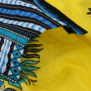 Unisex Traditional African Prints Dress Cotton Dashiki Shirt Ethnic Caftan Yellow Blue