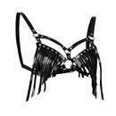 Womens PU Leather Cage Bra Gothic Lingerie Exotic Black Strappy Bra Harness