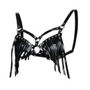 Womens PU Leather Cage Bra Gothic Lingerie Exotic Black Strappy Bra Harness