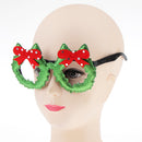Novelty Glittered Christmas Decoration Frame Xmas Party Accessory Bowknot Eyeglasses