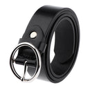 Fashion Mens Womens Casual Metal Round Ring Buckle Waistband PU Leather Belt