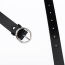 Fashion Mens Womens Casual Metal Round Ring Buckle Waistband PU Leather Belt