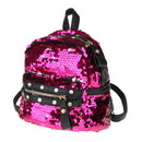 Sequins Leather Backpack Satchel Rucksack School Travel Camping Bag Purple