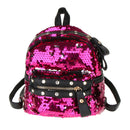 Sequins Leather Backpack Satchel Rucksack School Travel Camping Bag Purple