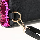 Sequins Leather Backpack Satchel Rucksack School Travel Camping Bag Purple