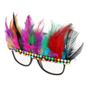 Fun Colorful Feather Rhinestone Glasses Specs Beach Cocktail Party Eyeglasses Dress up Festivals Prop