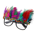 Fun Colorful Feather Rhinestone Glasses Specs Beach Cocktail Party Eyeglasses Dress up Festivals Prop