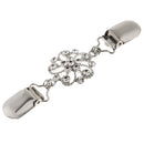 Women Ladies Elegant Crystal Rhinestone Cardigan Sweater Clips Flower Shape