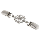 Women Ladies Elegant Crystal Rhinestone Cardigan Sweater Clips Flower Shape
