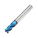 Drillpro 5pcs 2-6mm 4 Flutes Tungsten Carbide Milling Cutter HRC65 Blue NACO Coated Milling Cutter CNC Tool