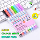 8pcs Mixed Colour White Board Bright Marker Fine Pen bullet Tip Pens Easy Dry Wipe