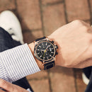 MINI FOCUS MF0175G Military Style Luminous Date Leather Strap Men Wrist Watch Quartz Watch