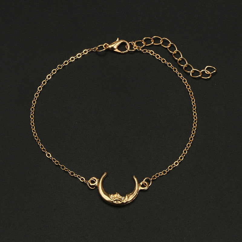 Trendy Multi-layer Anklet Moon Star Pearl Pendant Chain Anklet Bohemian Jewelry for Women