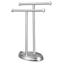 2 Tier Bar Towel Holder Freestanding Drying Rack Hanger Storage Shelf Bathroom