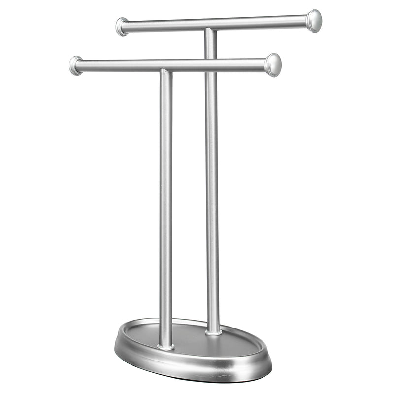 2 Tier Bar Towel Holder Freestanding Drying Rack Hanger Storage Shelf Bathroom