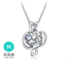 12 Constellations Gift Italina 925 Sterling Sliver Crystal Necklace for Women