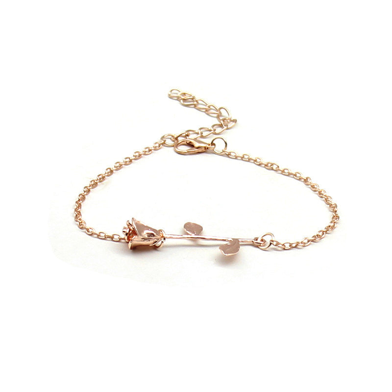 Trendy Rose Gold Silver Plated Flower Chain Bracelets for Women