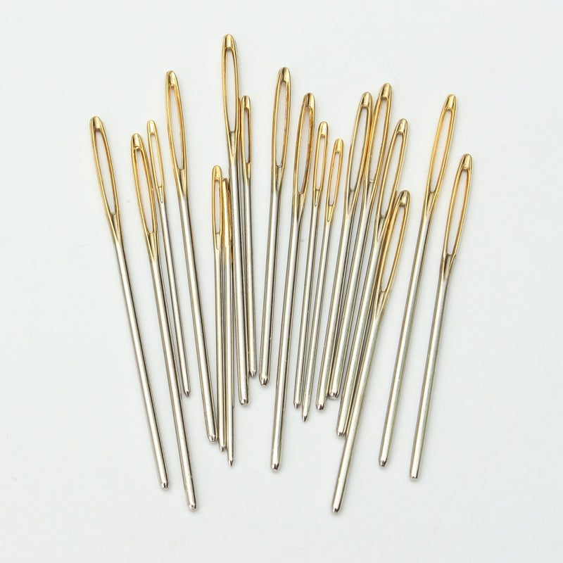 18Pcs 3 sizes Large Knitting Sewing Needles Gold Eye Needle Embroidery Tapestry DIY Tools