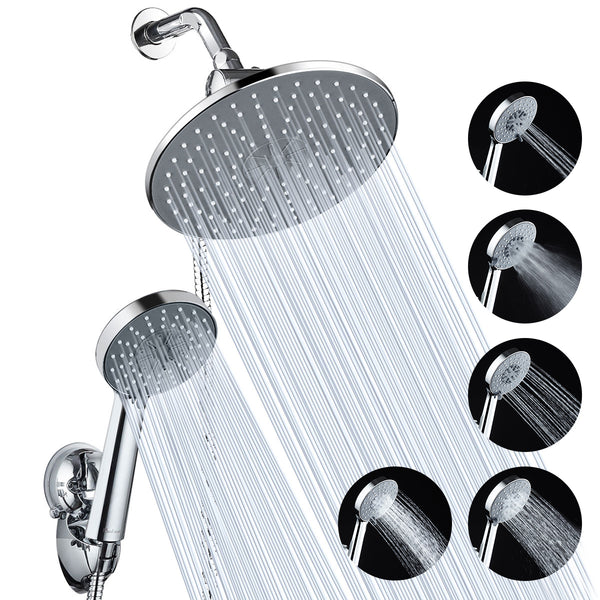 High Pressure 9 Inch Rainfall Showerhead and 5 Settings Handheld Shower Head