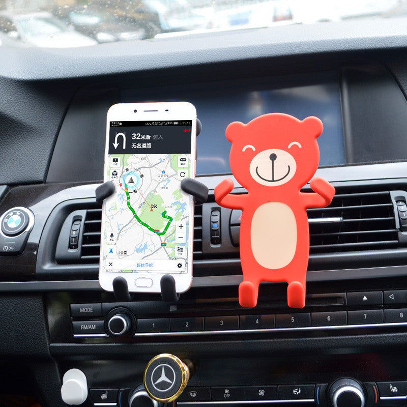 Carton Bear Silicone Flexible Car Air Vent Holder Phone Mount for iPhone X Samsung S8 Xiaomi 6 GPS
