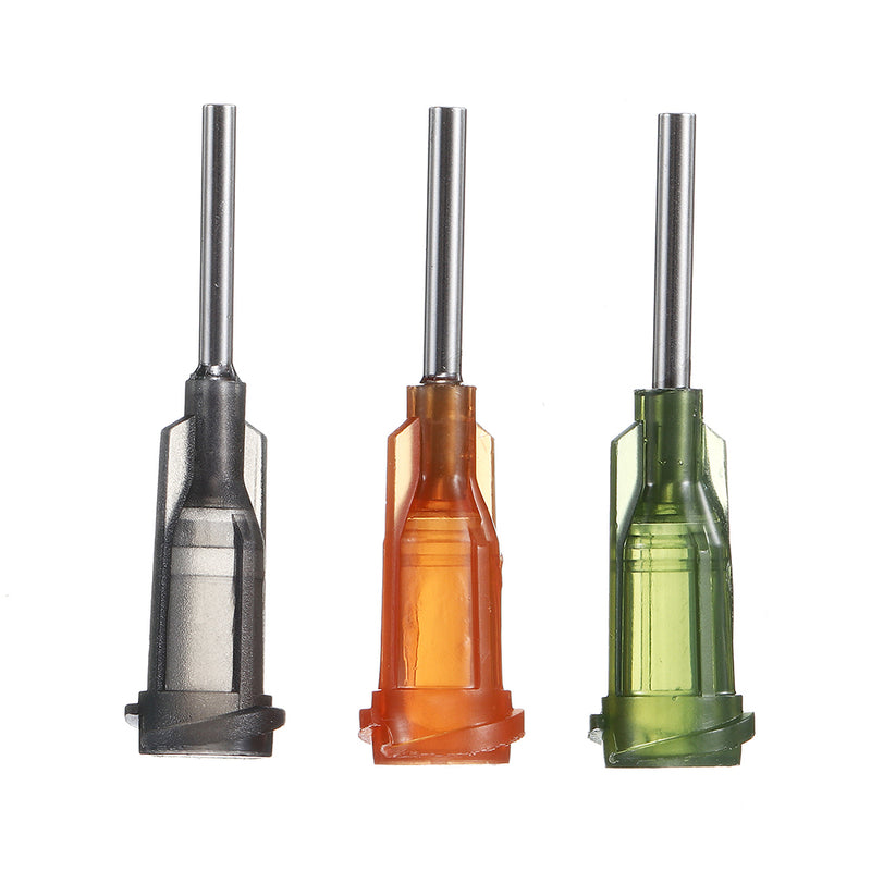 50Pcs/Set 1/2'' Blunt Tip Dispensing Needle w/ Clear Protector Black Air-tight Tipped Caps for Syringe Refilling and Measuring Liquid Industrial Glue Applicator Different Gauge