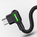 MCDODO 90 Degree 2A Breathing Light Micro USB Fast Charging Data Cable 0.5m/1.2m/1.8m for Honor 8X