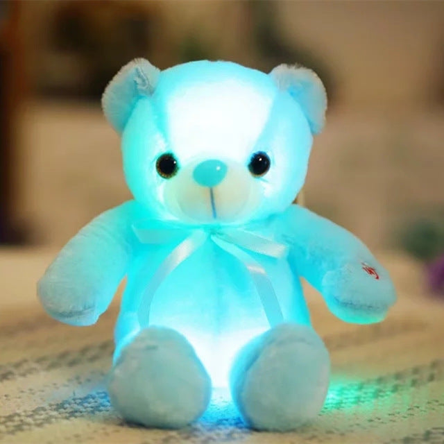 32cm Small LED Light Toys Plush Flashing Bear Toy Luminous Pillow Stuffed Soft Animal Doll