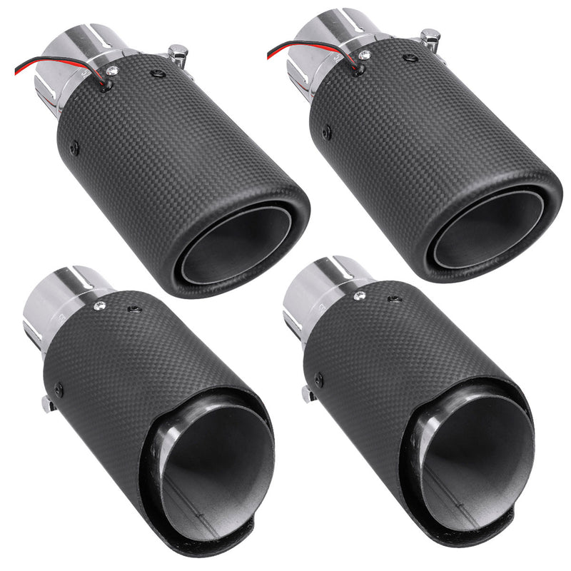 63MM Auto Car Carbon Fiber Exhaust Pipe End Tip Muffler with Blue LED Light