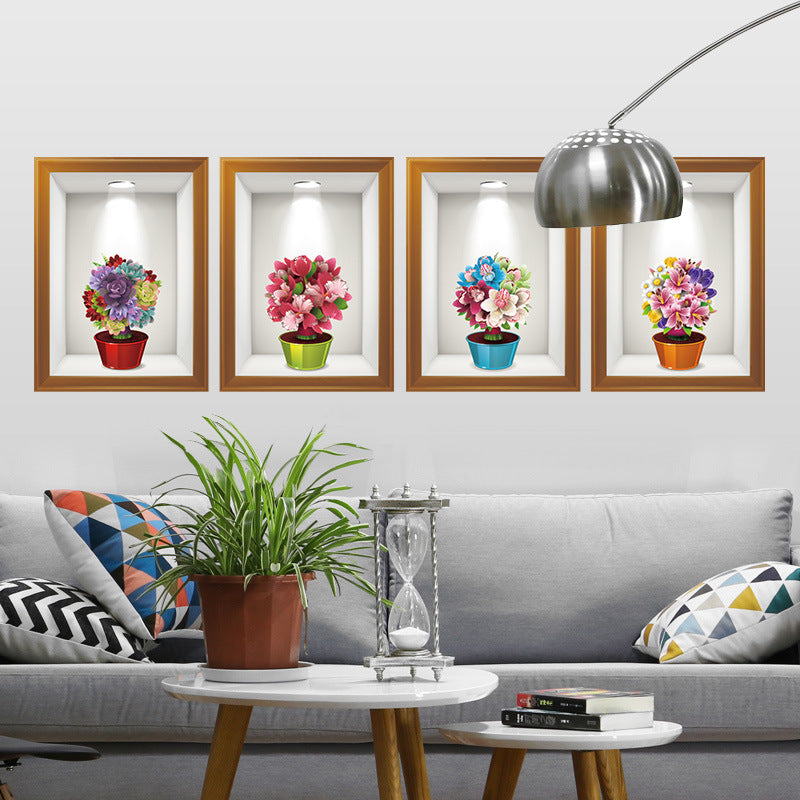 Flowers 3d Frame Creative Wall Stickers  Background European Three - Dimensional  Wall Stickers
