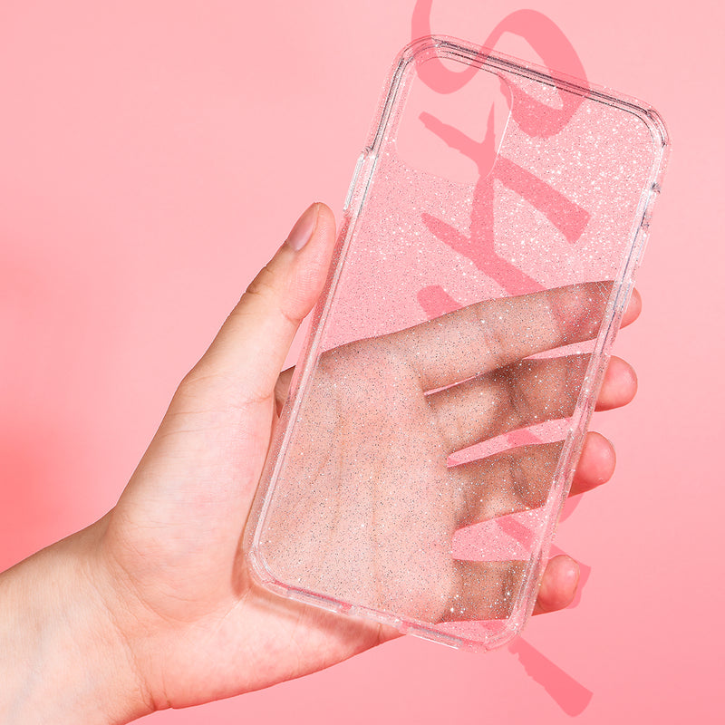 Rock Shockproof Transparent Soft TPU +Hard PC Bling Glitter Shiny Phone Protective Case for iPhone 11 Pro 5.8 inch