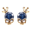 Punk Skull Crown Ear Stud Exquisite Zinc Alloy Rhinestones Earrings for Women