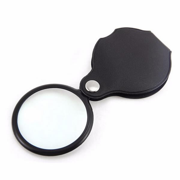 50mm Leather Case Magnifier 5 Times Glass Lens Hand-held Folding Portable For Old Man Reading