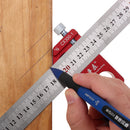 Drillpro CX300-1 Adjustable 30cm Stainless Steel 45/90 Degree Line Scriber Marking Ruler Angle Ruler Inch and Metric Magnetic Positioning Measuring Ruler Woodworking Tool