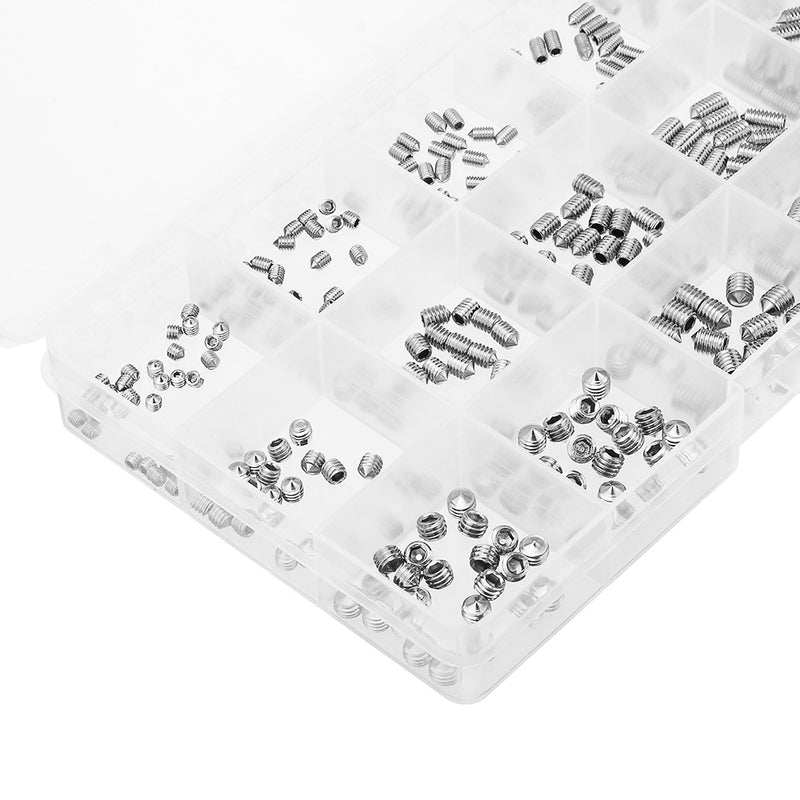 Suleve MXSH6 M3/M4/M5 300Pcs Allen Hex Socket Set Grub Screw Cone Point 3-10mm Assortment Kit