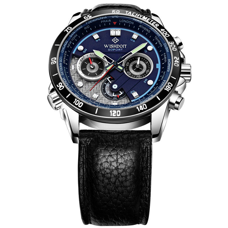 WISHDOIT WSD-012 Fashion Men Quartz Watch Casual Luminous Multifunction Wrist Watch
