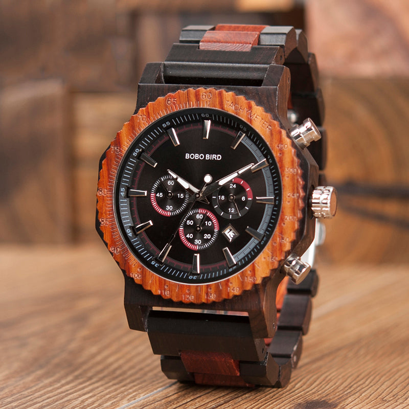 BOBO BIRD R15 Stopwatch 24 Hours Fashionable Unisex Wrist Watch Creative Quartz Watch