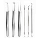 Minleaf ML-BR02 Dual Head Blackhead Remover Kit 6 Pieces Blackhead Extractor Acne Removal Tool Set for Treating Comedones Whitehead Facial Acne Blackhead Acne Remover